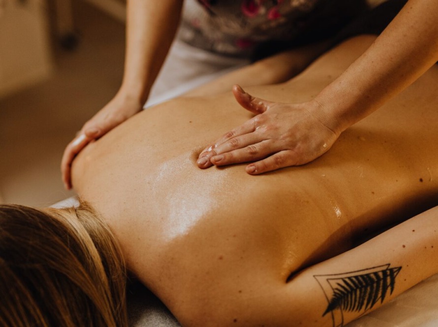 a myofasical massage treatment on a client